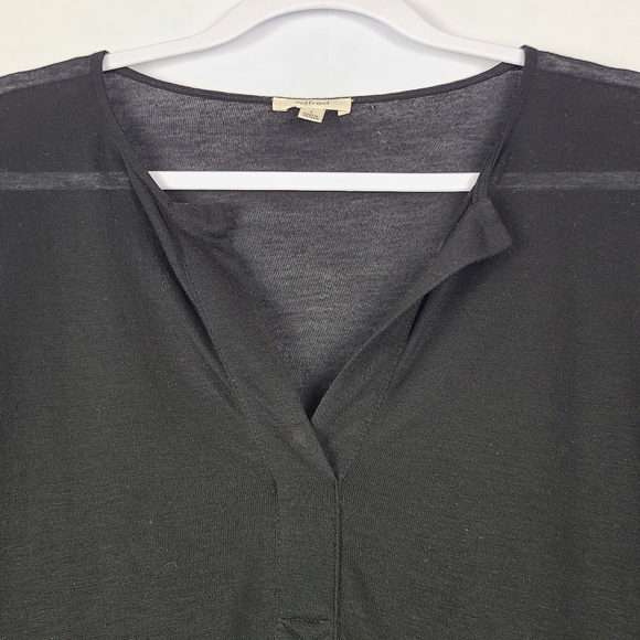 Wilfred Aritzia black v-neck semi-sheer long sleeve shirt, oversized S (PTP 23") - Picture 3 of 6